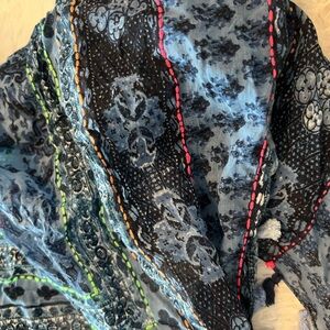 New! Lovely boho scarf, textured, embroidered, vibrant. Like new.